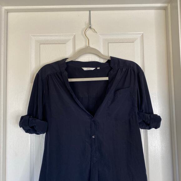 ANTHROPOLOGIE Zoa New York Navy Blue Shirt Collared Office Professional Size XS - Picture 4 of 7